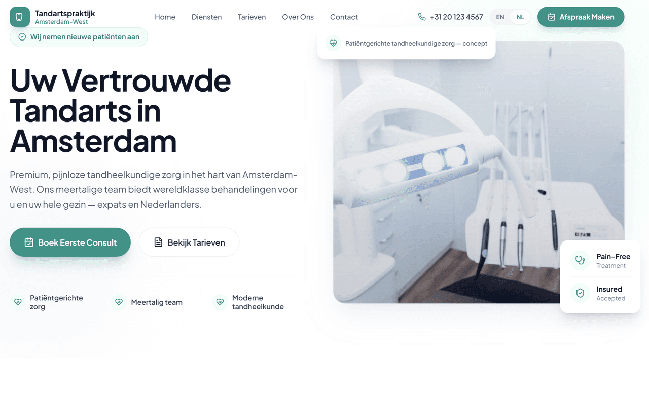 Tandkliniek homepage preview